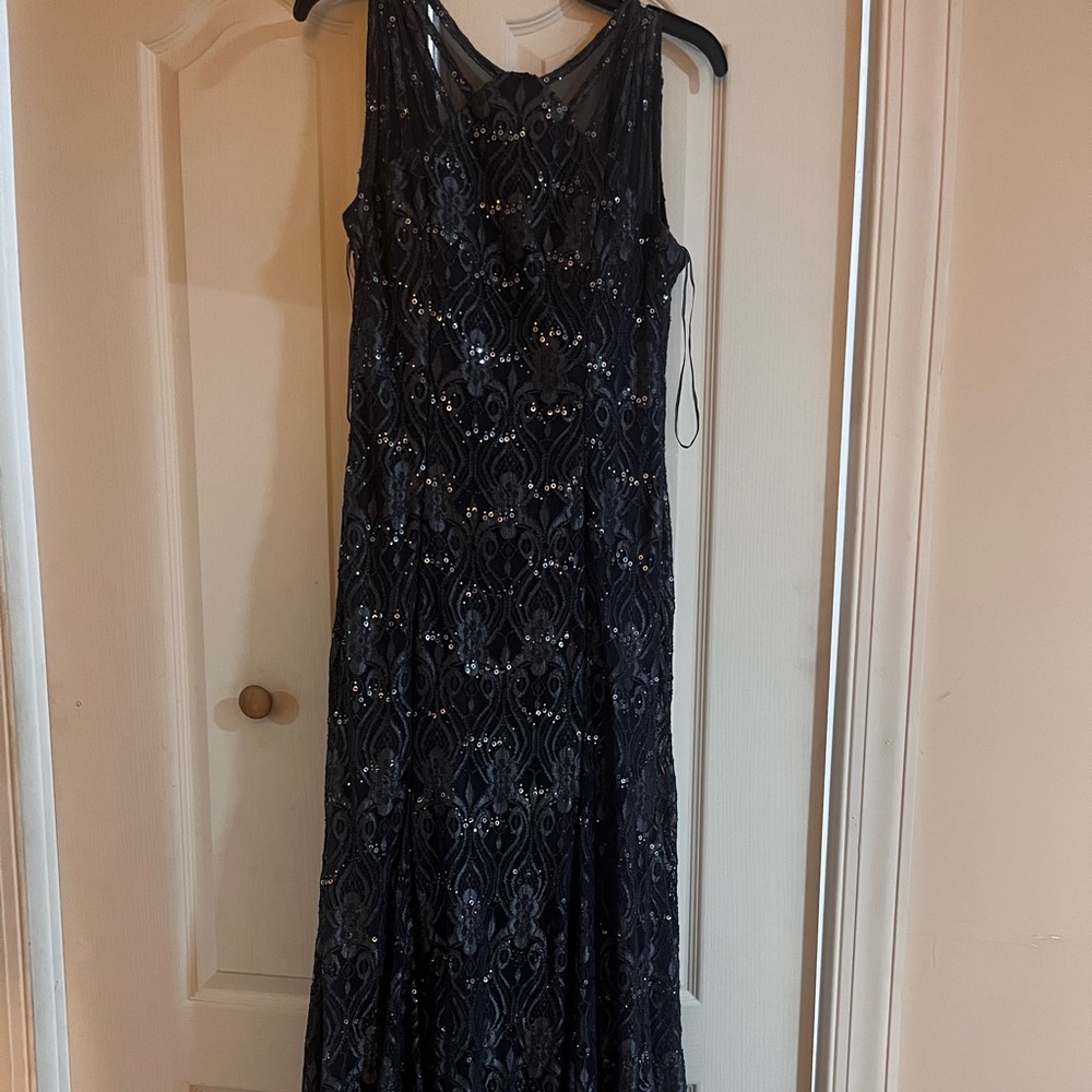 R&M Richards Dark Gray Sequin Gown for Weddings